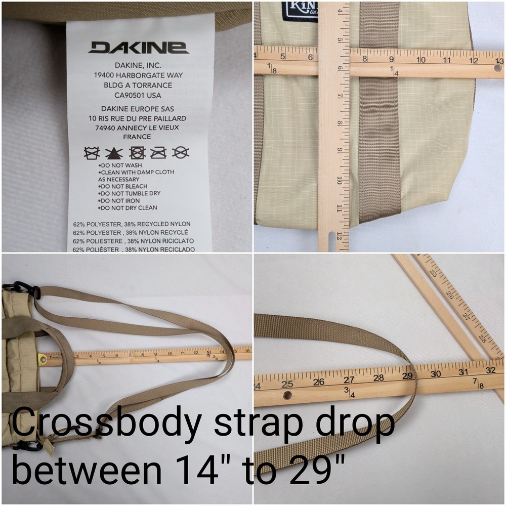 Dakine Ripstop Crossbody Bag Beige Tan Adjustable‎ Strap Zippered Pockets - Picture 11 of 12